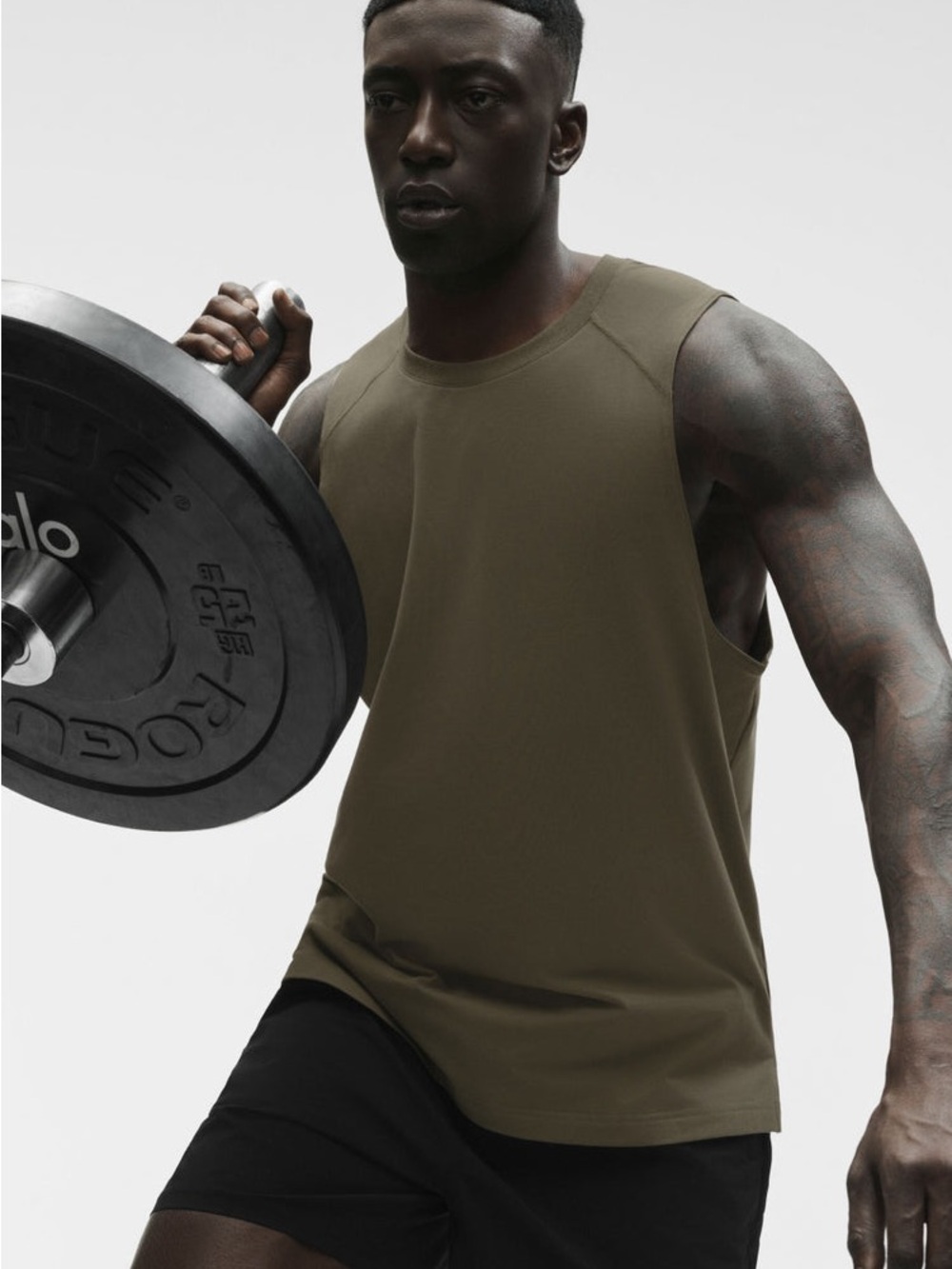 Alo Yoga Vapor Muscle Tank Lightweight Breathable Performance Training Top Olive